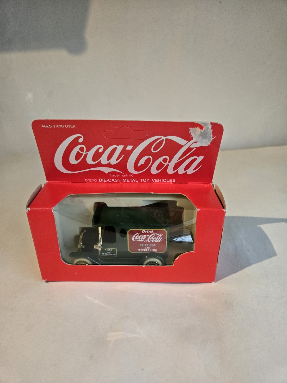 Coca Cola Dark Green Die-Cast Delivery Truck Toy with Red Logo Box